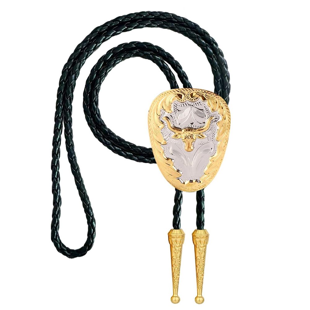8357 Western Bolo Tie Vintage Cowboy Cowgirl Rodeo Longhorn bull Bolo Tie